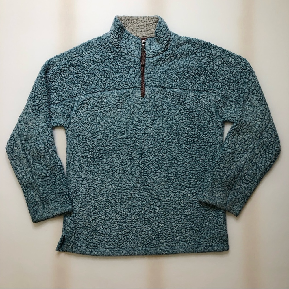True Grit Sherpa Pullover Jacket Quarter Zip S Blue & Gray